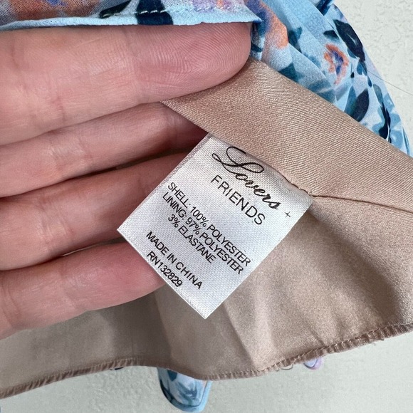 Lovers + Friends Mini Skirt Medium Women Floral Print Ruffle Blue Pink Tiered - Picture 9 of 13